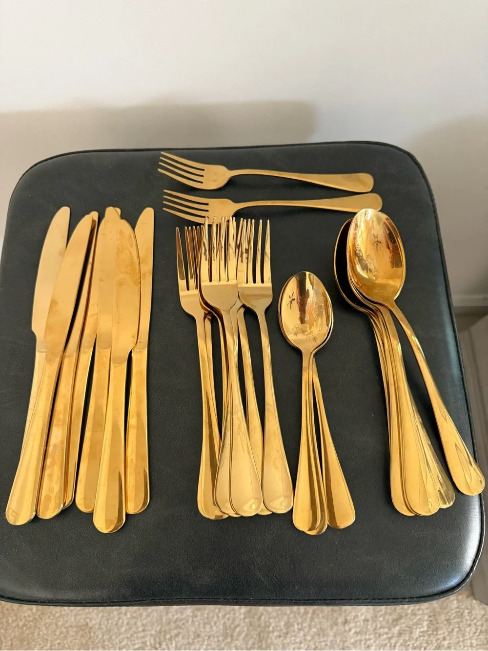 Gold Stainless Steel Flatware Variety Home Dining Cutlery some discoloration